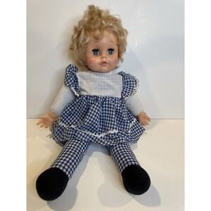Eegee Talking Doll 18" Cloth Body Sleep Eyes Vintage '74 Pull String Works R1.2